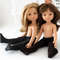 13-inch Paola Reina dolls in brown and dark gray tights.