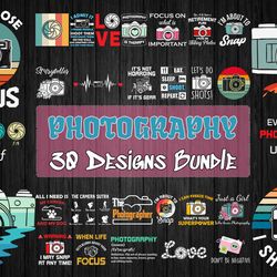 30 Designs Photography Svg Bundle, Photography Svg, Camera Svg