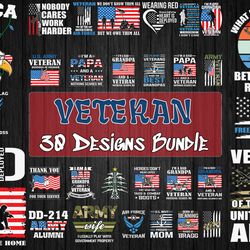 30 designs veteran bundle svg, vietnam veteran svg, fallen soldier svg