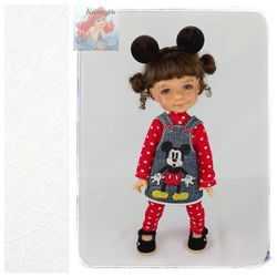 25 Set of clothes for Meadow Dolls dumplings 11 inch  "MICKEY MOUSE"" (For Doll Size: 28 centimeters)