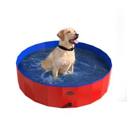 red pet pool and bathing tub, essential pet accessory, for dogs and cats