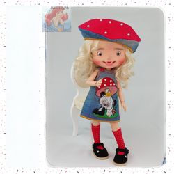 2 Set of clothes for Amy Doll 11 in 28 centimeters (AmyDoll)  "Panda and fly agaric 2"(For Doll Size: 28 centimeters)