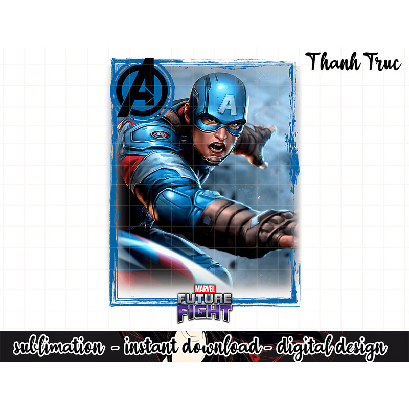 Marvel Future Fight Captain America Portrait Graphic png, sublimation .jpg