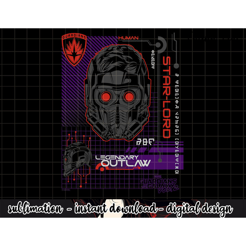 Marvel Guardians Vol.2 Star-Lord Profile Graphic png, sublimation .jpg