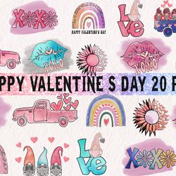 20 designs happy valentines day bundle png, valentine png, love png