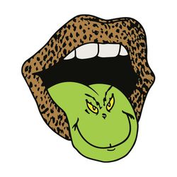 leopard lips grinch tongue png, resting grinch face, funny grinch gift, grinch stole christmas,  svg silhouette svg fies