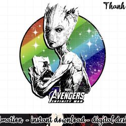 marvel infinity war teenage groot retro rainbow png, sublimation