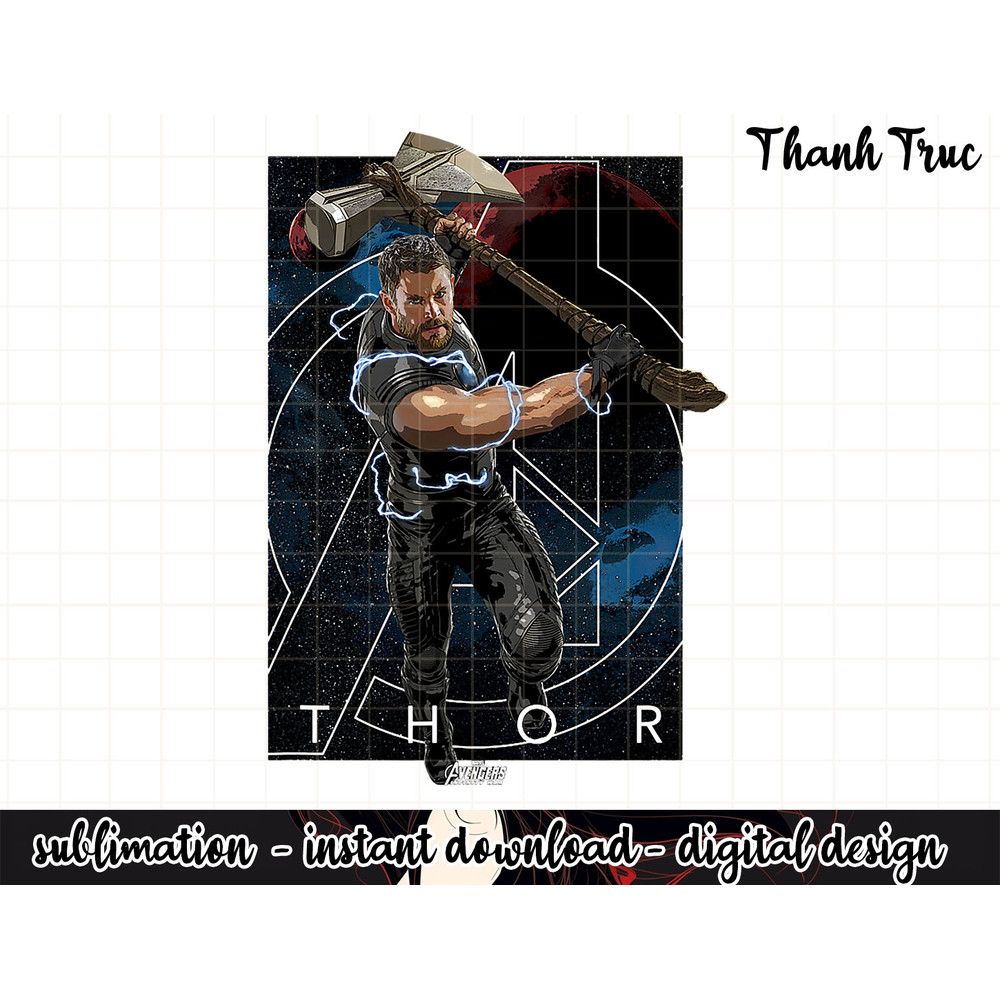 Marvel Infinity War Thor Stormbreaker Galaxy Graphic png, sublimation .jpg