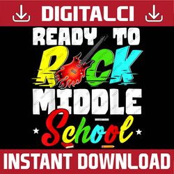 ready to rock middle school funny back to school guitar png file sublimation