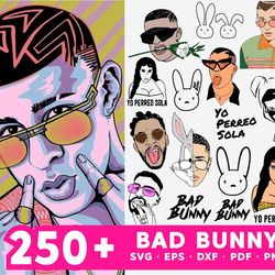 250 bad bunny bundle, trending svg, bundle logo svg