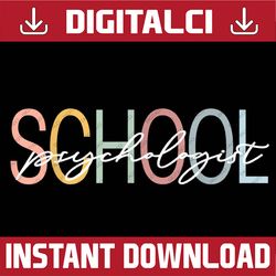 School Psycholoogist Retro Colorful Rainbow Office PNG File Sublimation