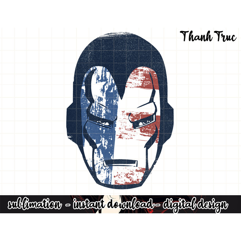 Marvel Iron Man American Flag Face Vintage Graphic png, sublimation  .jpg