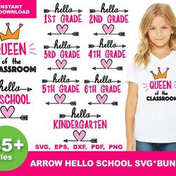 45 arrow hello school, back to school svg, trending svg