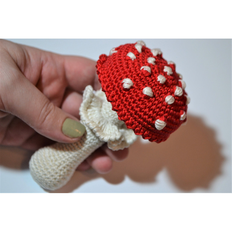 Crochet Mushroom Pattern Baby Rattle 2