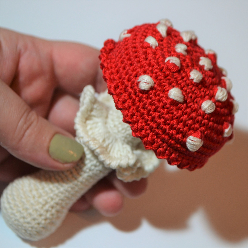 Crochet Mushroom Pattern Baby Rattle 0
