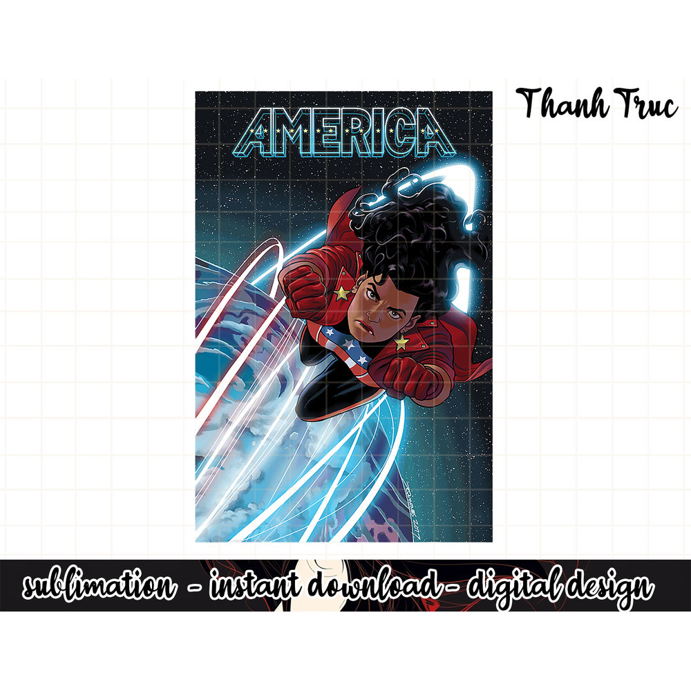 Marvel Miss America Soaring Through Space Comic png, sublimation .jpg