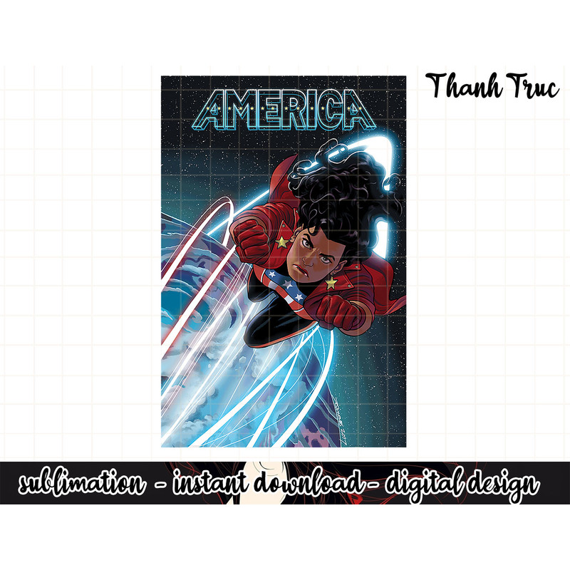 Marvel Miss America Soaring Through Space Comic png, sublimation .jpg