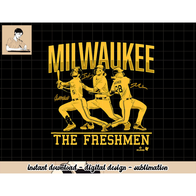 Turang, Wiemer, & Mitchell The Freshmen - Milwaukee Baseball png, sublimation.jpg