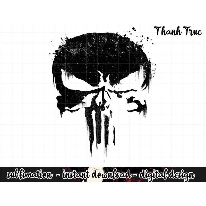 Marvel Punisher Black Paint Splatter Skull Graphic png, sublimation .jpg