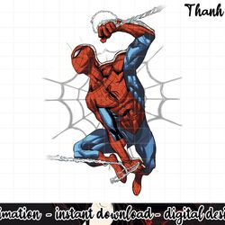 marvel spider-man modernized pose over huge web png, sublimation