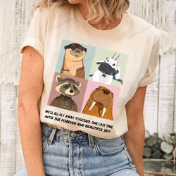 guardians of the galaxy vol.3 tshirt, lylla rocket floor teefs shirts, into the forever and beautiful sky tee