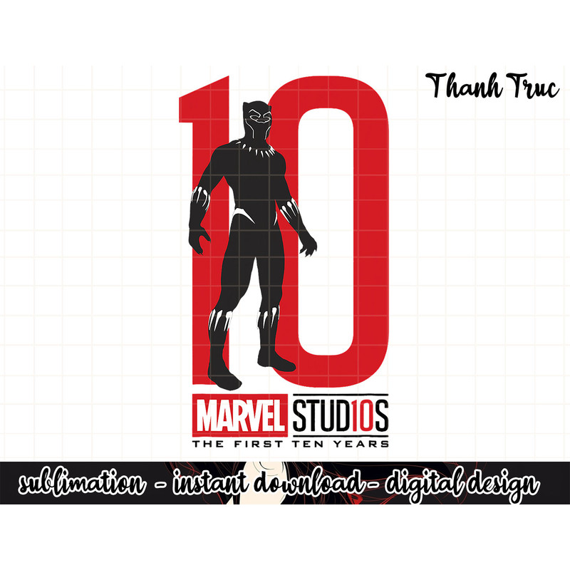 Marvel Studios 10 Years Black Panther Graphic png, sublimation  .jpg