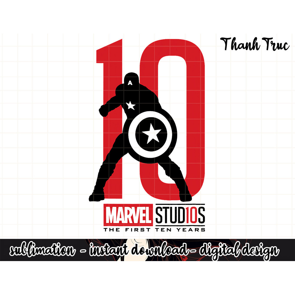 Marvel Studios 10 Years Captain America Graphic png, sublimation  .jpg