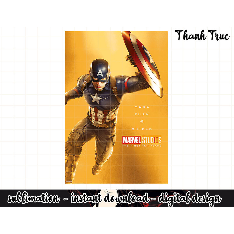 Marvel Studios 10 Years Captain Poster Graphic png, sublimation  .jpg