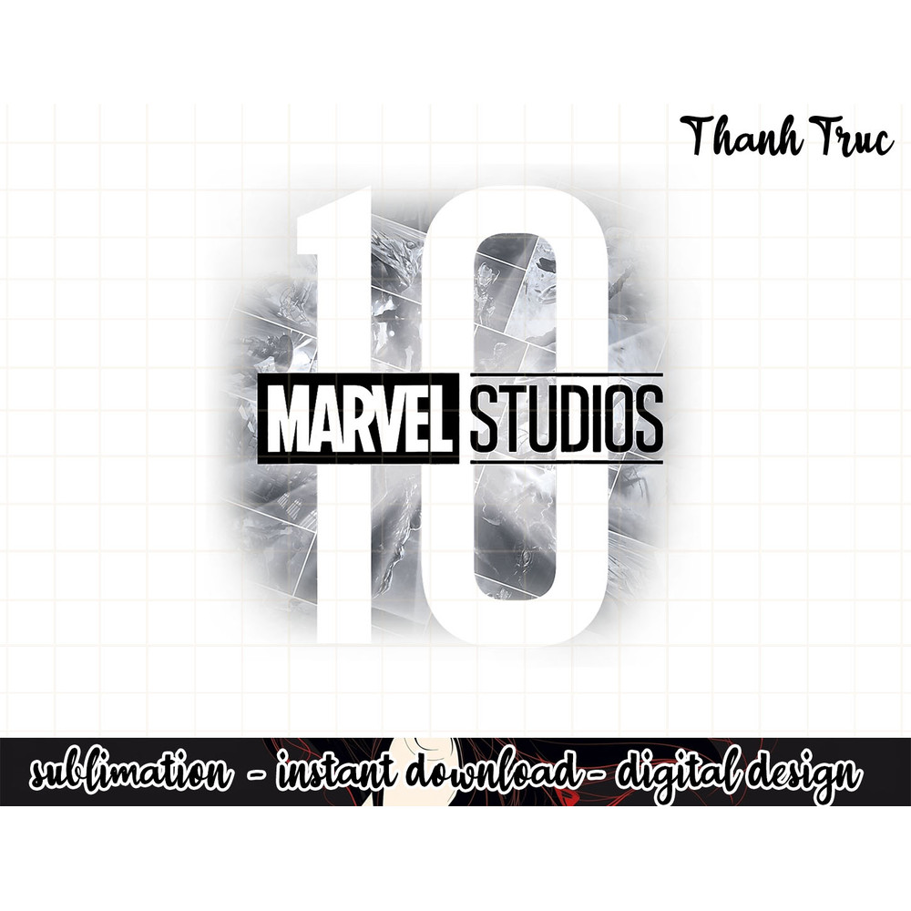 Marvel Studios 10 Years Cinematic Light Logo Graphic png, sublimation  .jpg
