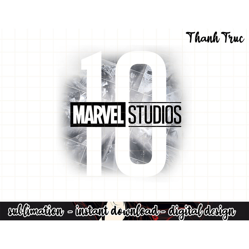 Marvel Studios 10 Years Cinematic Light Logo Graphic png, sublimation  .jpg