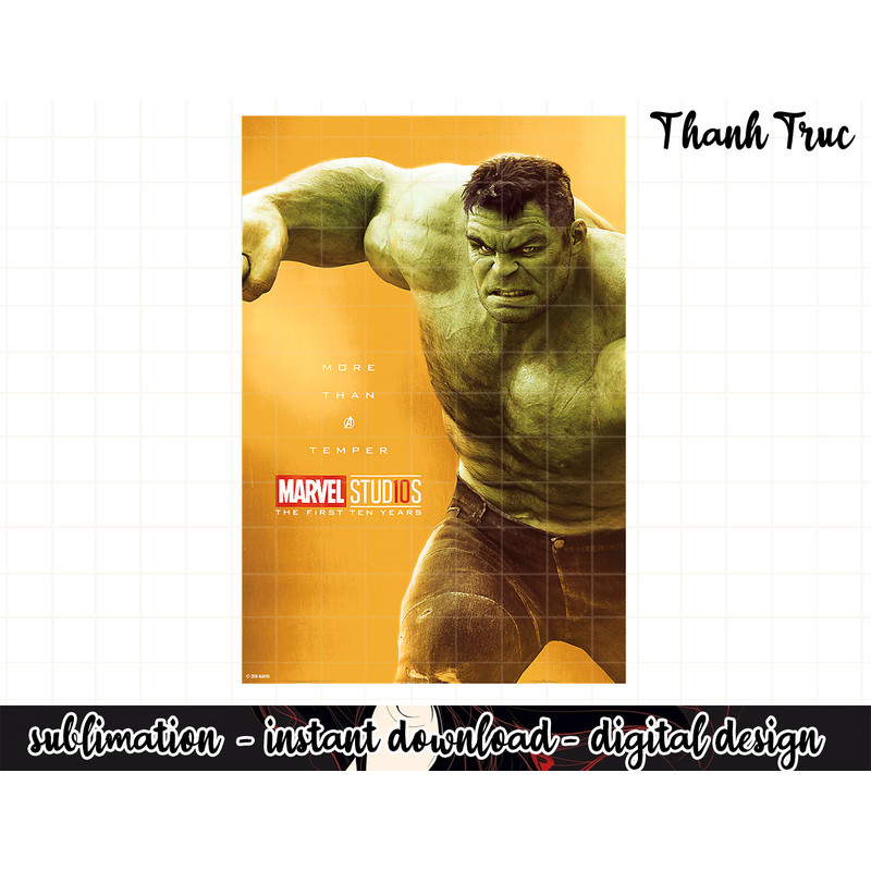 Marvel Studios 10 Years Hulk Poster Graphic png, sublimation  .jpg