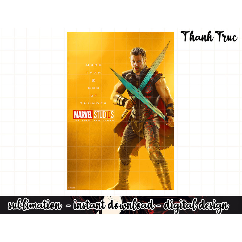 Marvel Studios 10 Years Thor Poster Graphic png, sublimation  .jpg