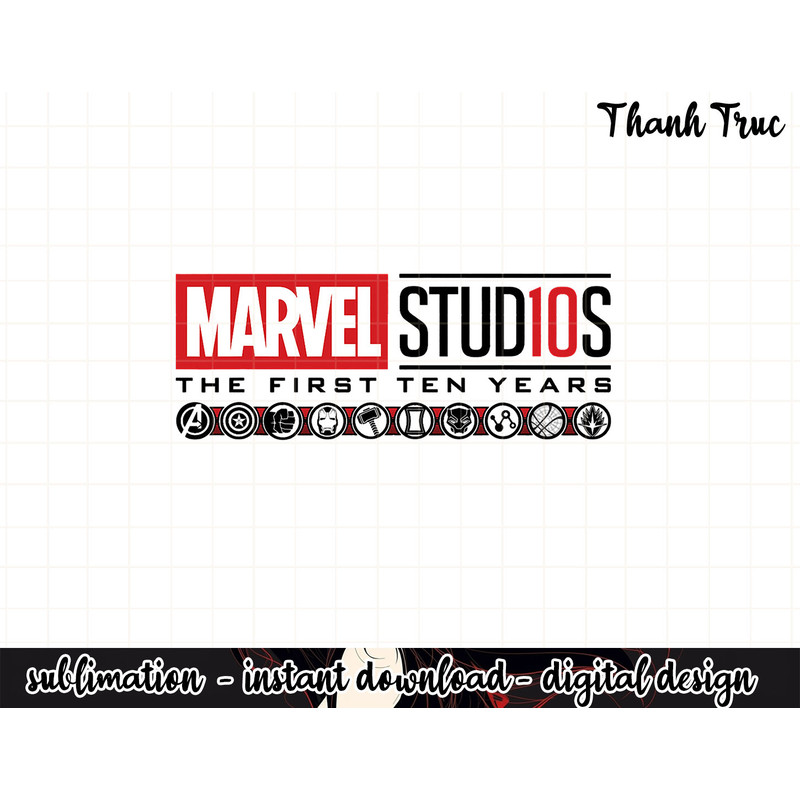 Marvel Studios First Ten Years Logo Icons Graphic png, sublimation .jpg