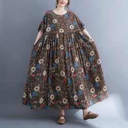 plus size printed short sleeve dress