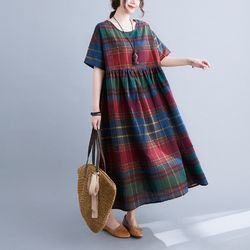new cotton blend oversize printed short sleeve dress
