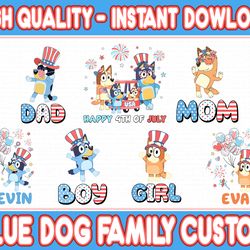 family blue dog patriot day png bundle, red white & blue png, blue and bingo 4th of july png, custom family matching shi