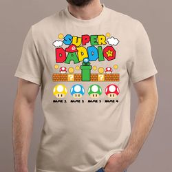 personalized super daddio png, personalized pixel super daddio png, custom kid name shirt, fathers day png, gift for dad