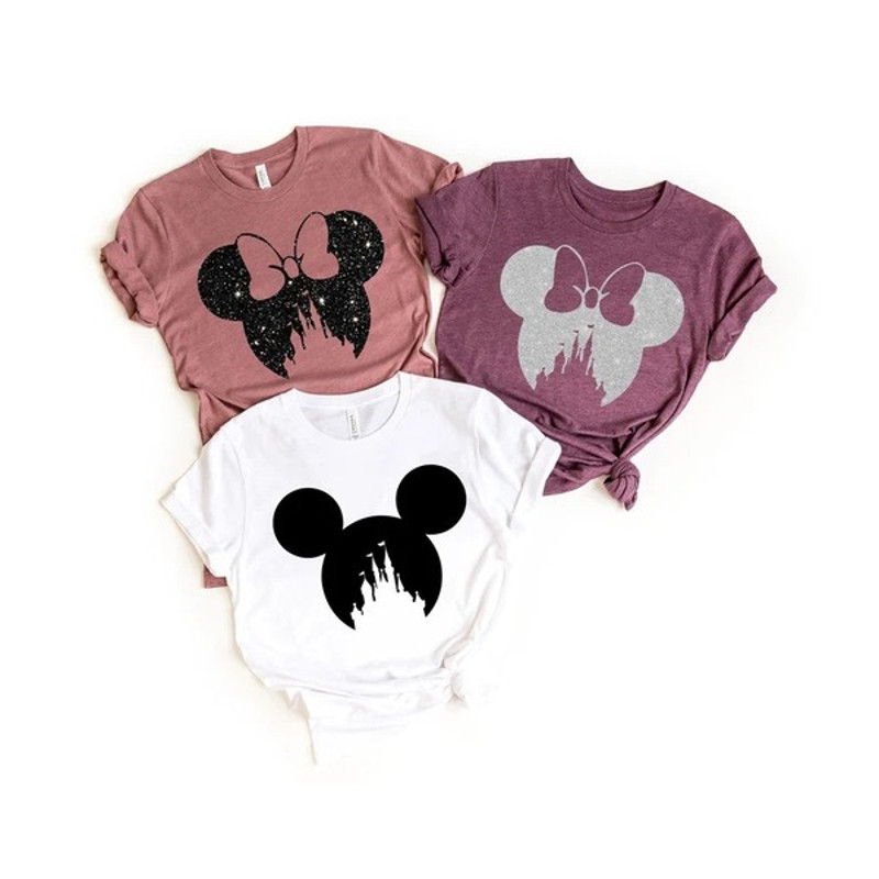 Disney Family Shirt, Disney Ear Shirt, Disney Mickey Silhouette Shirt, Disney Glitter Minnie Shirt, Disney land Shirt