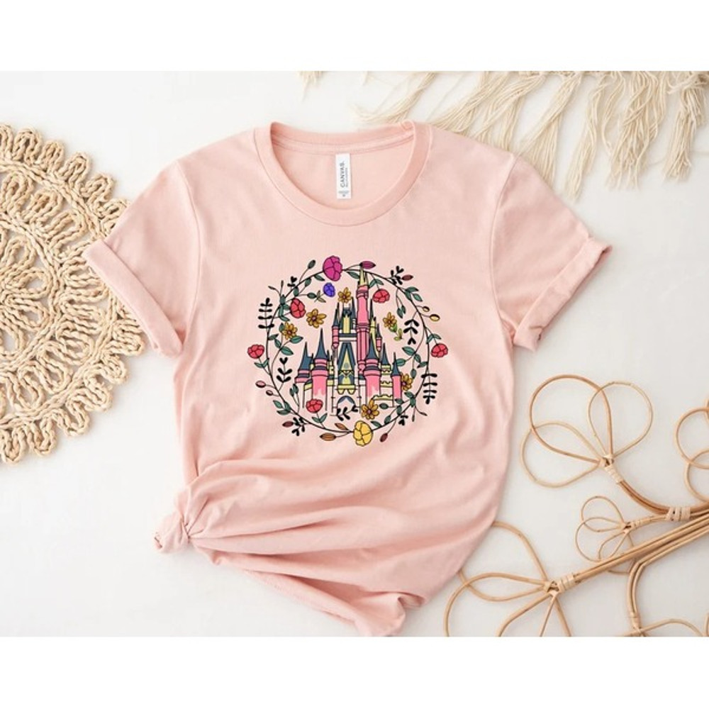 Disney World Shirt For Groups, Floral Disney Magical Castle Tee, Magical Kingdom Disney Shirt, Disneyland Shirt