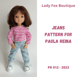 Jeans pattern for Paola Reina dolls