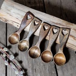 Handmade wooden coffee scoop, wooden tea scoop, measuring spoon, 9th anniversary willow wood, wooden gift coffee lovers