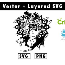 meliodas svg and png files for cricut machine , anime svg , manga svg , goku svg