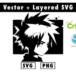 anime-minimalist-and-simple-silhouette-illustration-vector files for cricut machine , anime svg , manga svg , goku svg