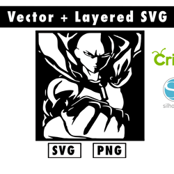 saitama svg and png files for cricut machine , anime svg , manga svg , goku svg