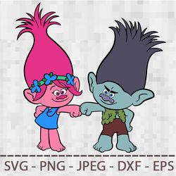 Poppy Trolls Branch Poppy SVG PNG JPEG Digital Cut Vector Files for Silhouette Studio Cricut Design