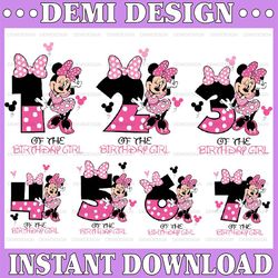 bundle birthday boy girl number one to seven svg, happy birthday svg, micky birthday squad, minnie mouse svg, magical ki