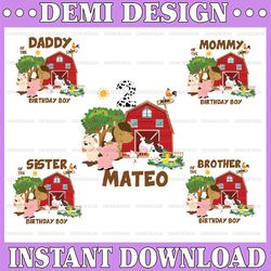 personalized farm birthday png, farm family matching birthday , birthday on the farm theme, digital download