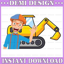 bllippii child kids svg tumbler sublimation svg, birthday blippi excavator boy svg, boy birthday matching svg, digital d