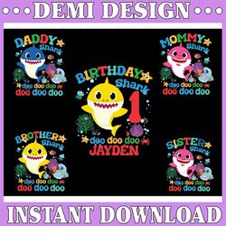 personalized birthday shark birthday boy or girl png,  matching family popular birthday png customized any names/ages/co
