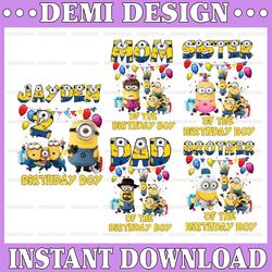 personalized minion birthday png, family matching birthday bundle, minion family birthday png, birthday boy png, cartoon